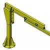 Yellow jib crane with vertical column and horizontal beam