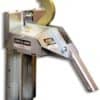 Automatic vehicle restraint with locking hook mechanism designed to secure trailers during loading.