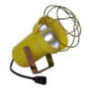 Metal-caged loading dock light with protective guard for durable trailer illumination and safety.