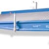 Portable dock board with steel tread plate surface designed for safe forklift loading and unloading.