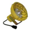Polycarbonate-caged loading dock light with impact-resistant housing for trailer illumination.