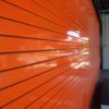 Orange Storage Door with Slats