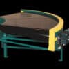 Powered belt curve conveyor designed to smoothly transfer products through directional changes.