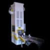 Vertical conveyor lift with enclosed tower and horizontal conveyor section