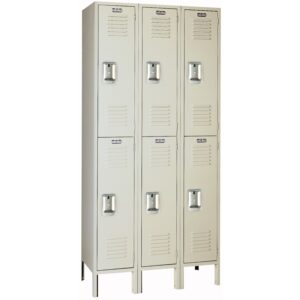 Lyon standard steel locker double tier 3 wide putty