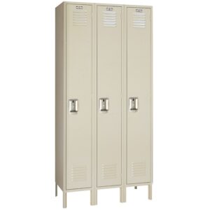 Lyon standard steel locker single tier 3 wide putty