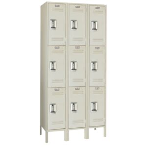 Lyon standard steel locker triple tier 3 wide putty