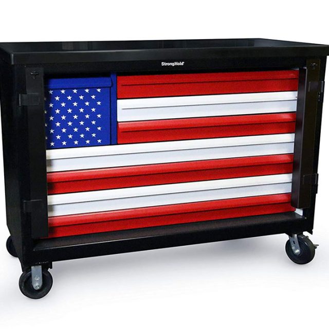 american flag tool cart with 12 gauge steel top