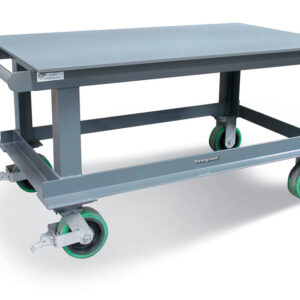 heavy duty mobile shop table with half inch steel plate top