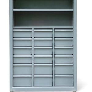 shelving unit with 18 drawers