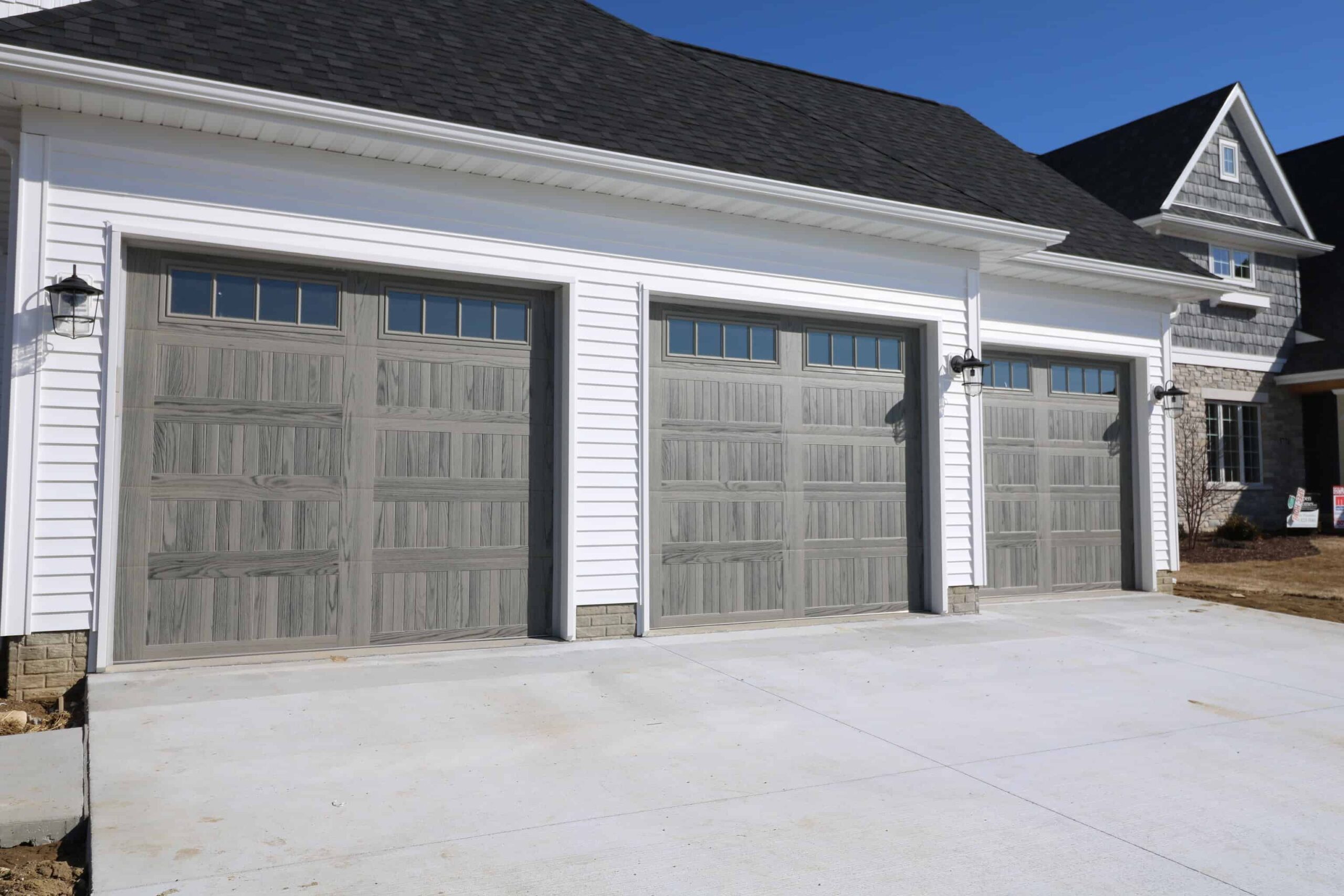 Newly installed Gray Garage Doors