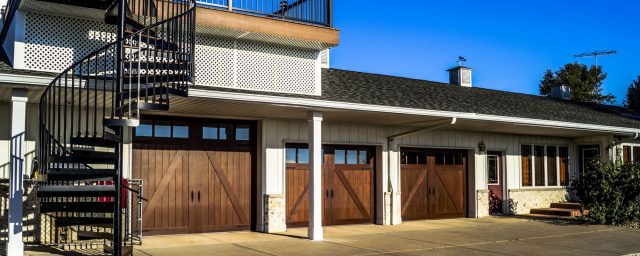 Ranch-style overhead doors installed in home