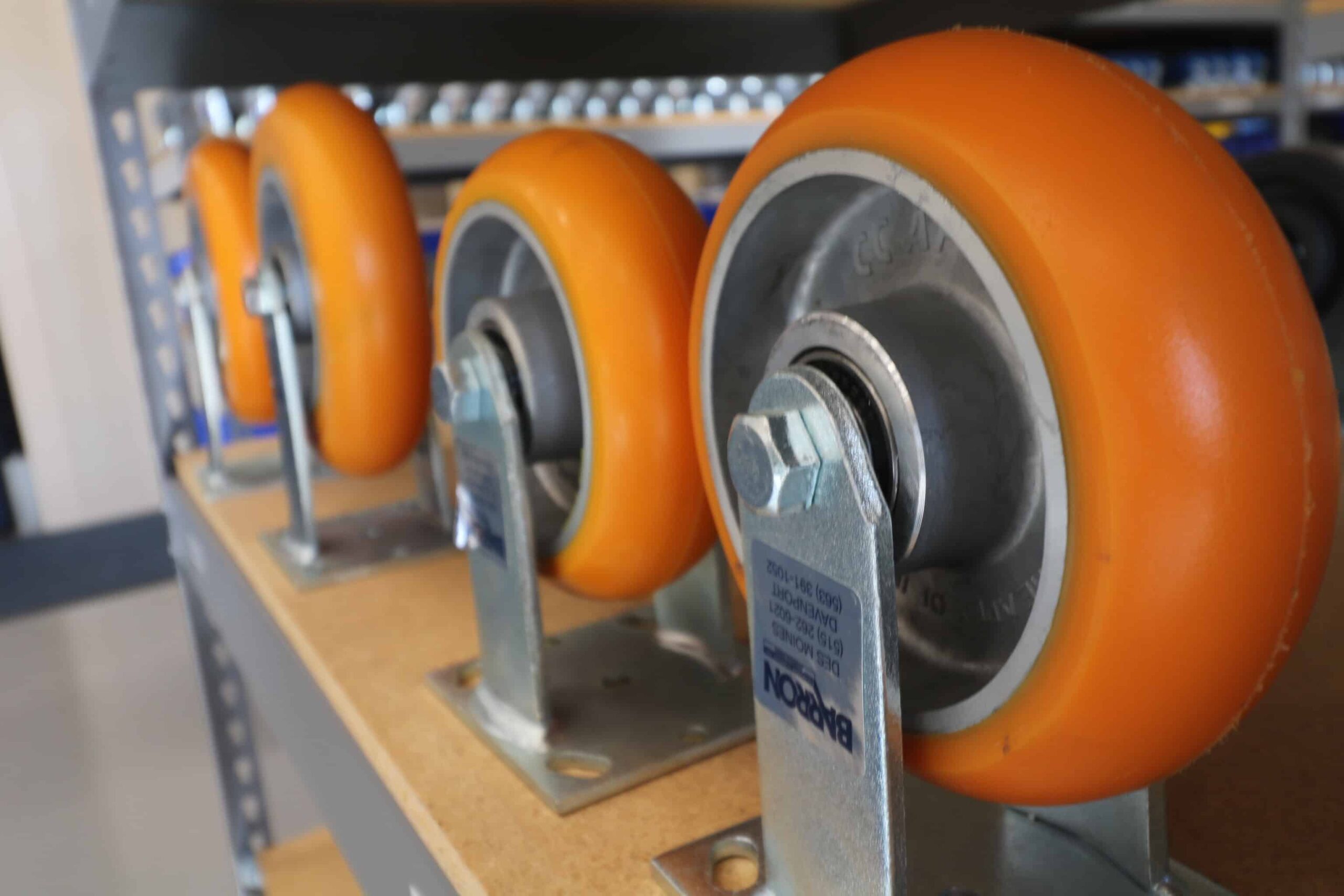 polyurethane wheels on shelf