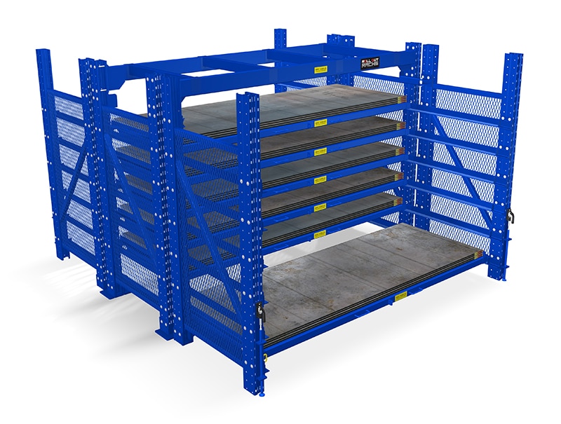 2 sided roll out sheet rack with bottom shelf rolled out