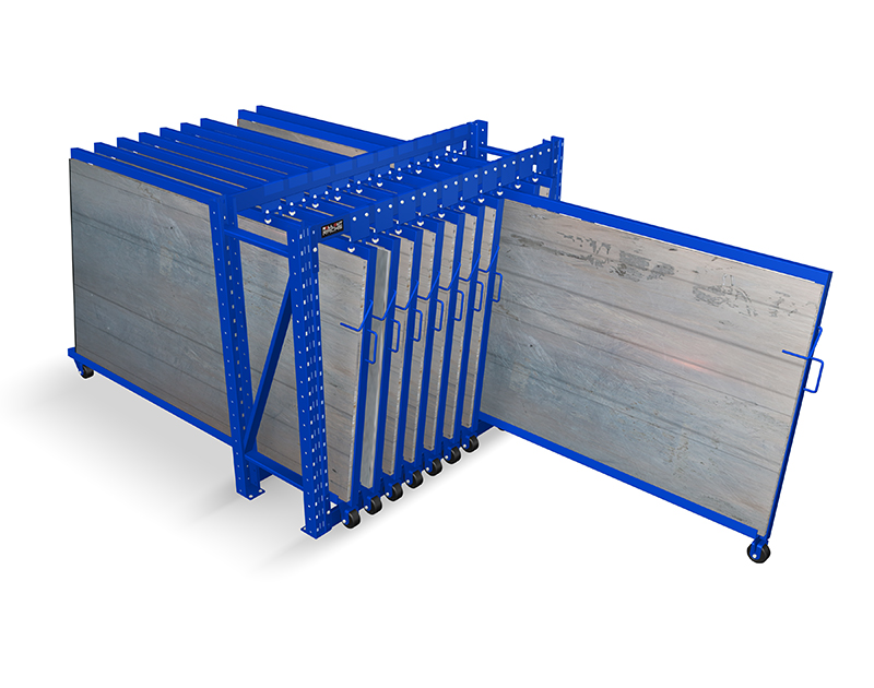 Roll out vertical sheet rack with one sheet pulled out