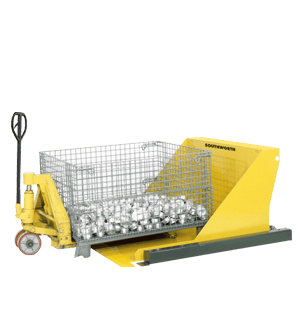 container tilter fed with a hand pallet truck Container Tilter fed with a hand pallet truck