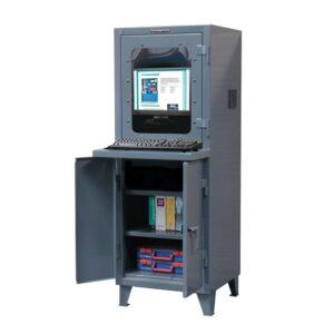 12-Gauge Computer Cabinet With 2 Shelves – 26 in. W x 24 in. D x 72 in. H in dark gray