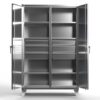 Stainless steel storage cabinet with drawers and adjustable shelves