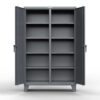Stainless steel storage cabinet with double doors and adjustable shelves