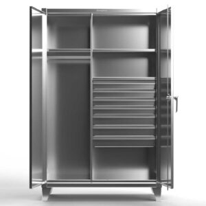 Stainless Steel Uniform Cabinet With 7 Drawers and 3 Shelves – 60 in. W X 24 in. D X 78 in. H