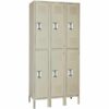 Double Tier Standard Metal Locker 3 Wide – 45 in. W X 15 in. D X 78 in. H in putty