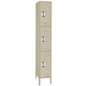 Triple Tier Standard Metal Locker 1 Wide – 12 in. W X 15 in. D X 78 in. H in putty