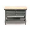 Industrial workbench with maple top and four drawer cabinets