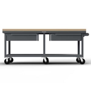 7 Gauge Mobile Work Table With Maple Top (84 Inch width x 36 Inch depth x 34 Inch height)