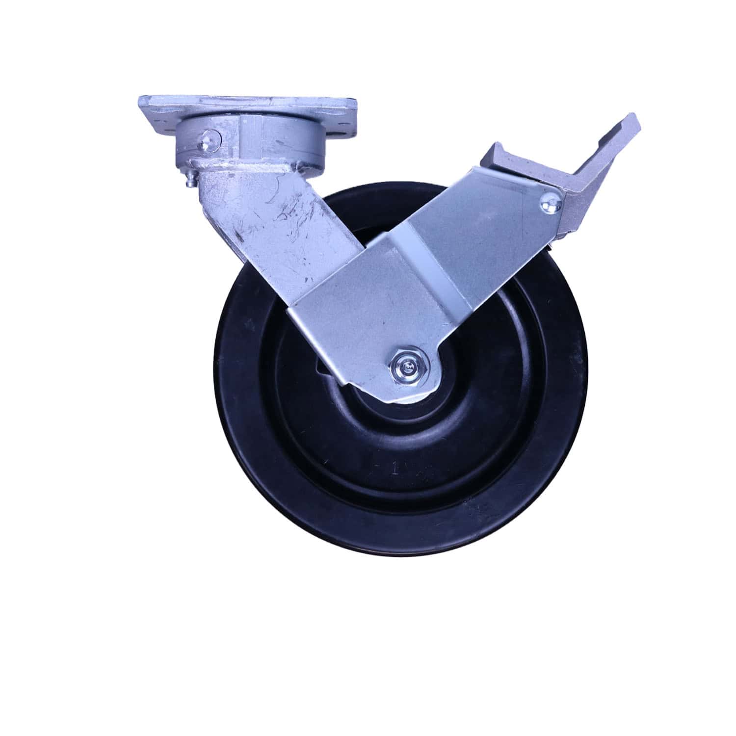 8x2 Heavy Duty Swivel Caster – Phenolic Wheel, Side Brake, 1250lb Capacity – 4x4.5 Top Plate – Unbranded