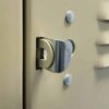 Steel pull handle on six tier locker door 36x18x78