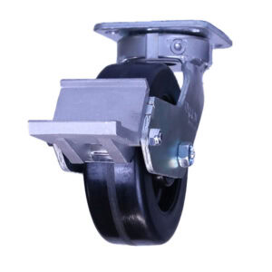 6 Inch Kingpinless Swivel Caster with Phenolic Wheel – Roller Bearing – Built in Brake