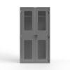 Gray industrial storage cabinet with ventilated double doors