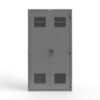 Light gray industrial storage cabinet with ventilated double doors