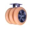 8 Inch Triple Wheel Kingpinless Rigid Caster with High Capacity Polyurethane Wheels and Radius Tread
