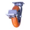 8 Inch Kingpinless Swivel Caster with Polyurethane Wheel and Built in Brake