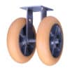 8 Inch Dual Wheel Kingpinless Rigid Caster with High Capacity Polyurethane Wheels and Radius Tread
