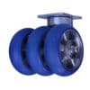 6 Inch Triple Wheel Kingpinless Swivel Caster with High Capacity Polyurethane Wheels and Radius Tread
