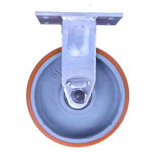8 Inch Heavy Duty Kingpinless Rigid Caster with Flat Tread Polyurethane Wheel