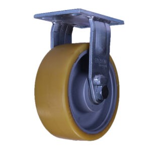 8 Inch Heavy Duty Kingpinless Rigid Caster with High Capacity Polyurethane Wheel and Cast Iron Core