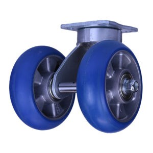 6 Inch Dual Wheel Kingpinless Swivel Caster with High Capacity Polyurethane Wheels and Radius Tread