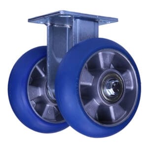 6 Inch Dual Wheel Kingpinless Rigid Caster with High Capacity Polyurethane Wheels and Radius Tread