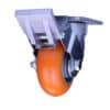 5 Inch Kingpinless Swivel Caster with Polyurethane Wheel – Large Top Plate – Face Contact Brake