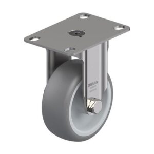 3-1/8 Inch Stainless Steel Rigid Caster with Thermoplastic Rubber Wheel and Polypropylene Core