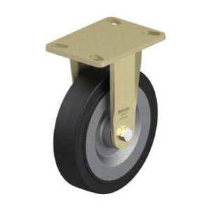 8 Inch Heavy Duty Rigid Caster with Blickle EasyRoll Rubber Wheel and Nylon 6 Core