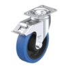5 Inch Chemical Resistant Swivel Caster with Blickle EasyRoll Rubber Wheel with Stop-Fix Brake and Synthetic Thread Guard