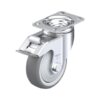 4 Inch Pressed Steel Swivel Caster with Blickle Thermoplastic Rubber Wheel and Stop-Fix Brake