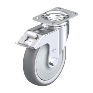 5 Inch Pressed Steel Swivel Caster with Blickle Thermoplastic Rubber Wheel and Stop-Fix Brake