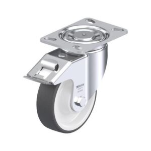 6 Inch Swivel Caster with Blickle Thermoplastic Polyurethane Wheel with Nylon Core and Stop-Fix Brake