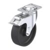 5 Inch Swivel Caster with Heat-Resistant Thermoplastic Wheel with Double Ball Bearing and Stop-Fix Brake