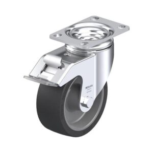 4 Inch Swivel Caster with Heat-Resistant Silicone Rubber Wheel with Double Ball Bearing and Stop-Fix Brake